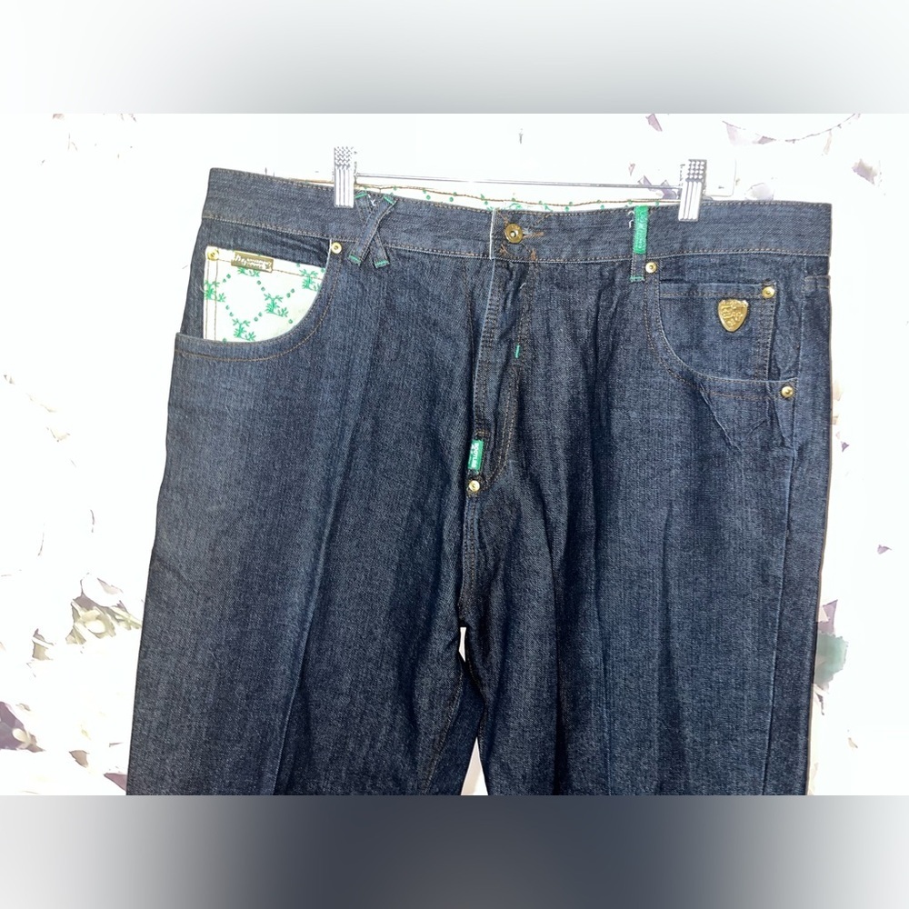 Vintage LRG Jeans by Lrg Roots and Equipment Men Embroidered Hip Hop 42x34 Baggy - Picture 3 of 9